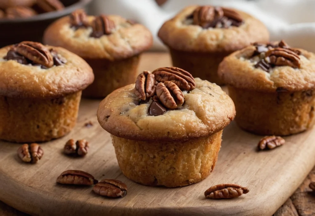 Gooey pecan pie muffins fresh from the oven