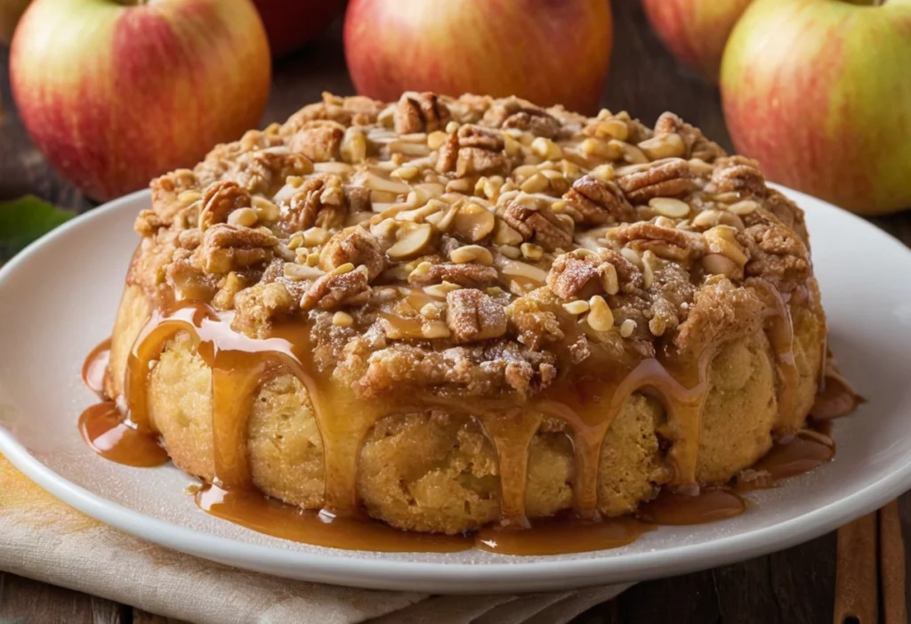 Caramel bits dessert with gooey caramel layers and a golden brown crust