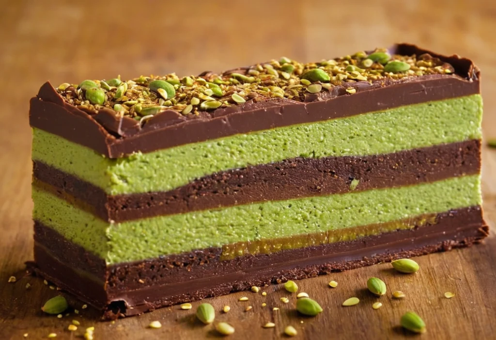 Dubai Pistachio Chocolate Bar with pistachio filling.